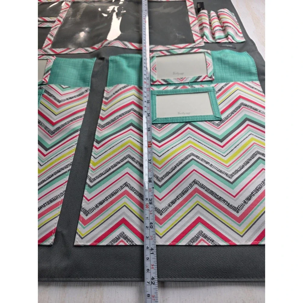 Thirty-One Wall Hanging Organizer Grey Chevron Multi Pocket Office Storage 42x22